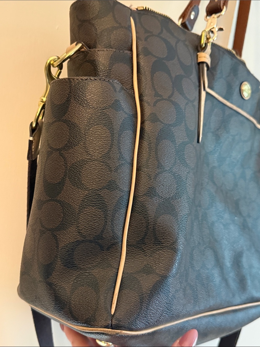 Coach Signature Utility Diaper Bag with Tan Trim - Picture 4 of 9